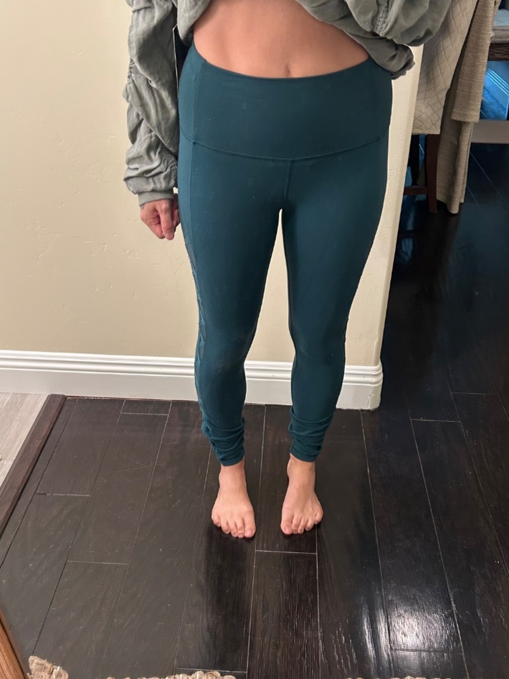 Lululemon Forest Green Mesh Athletic Leggings - Picture 2 of 10